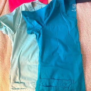 Turquoise and Caribbean blue Cherokee scrub tops